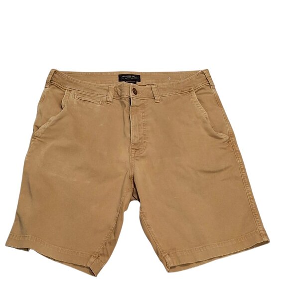 American Eagle Shorts Men's Flat Front Slash Pocket Cotton Bermudas Brown 34 - Picture 1 of 5
